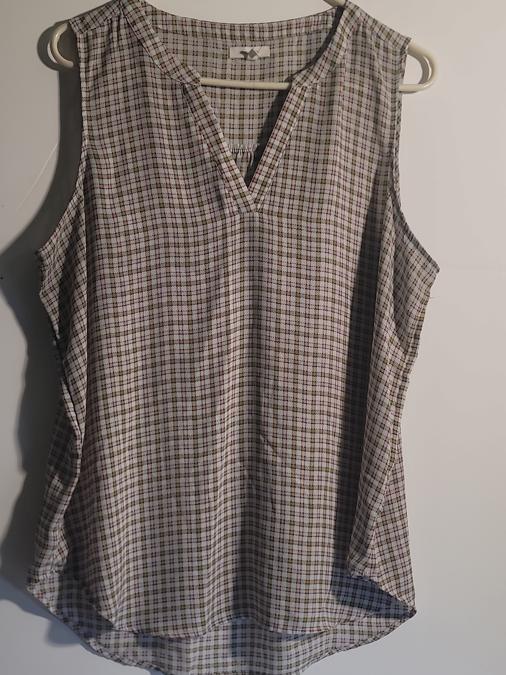 Maurices Sleeveless V-Neck Plaid Camisole in White and Brown